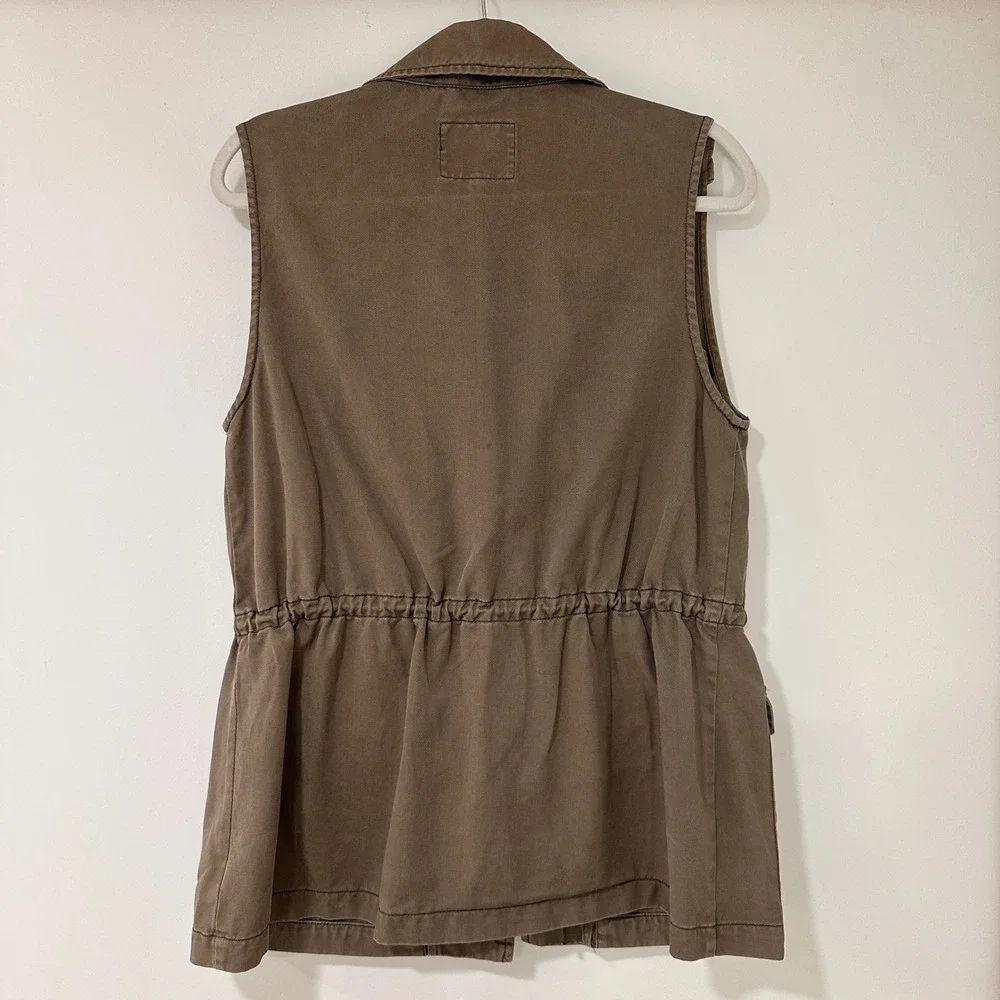 Sanctuary Utility Cargo Vest Womens Small Olive Green Drawstring Waist‎ Military